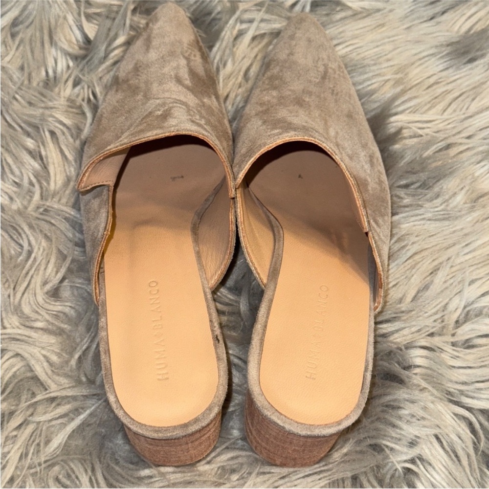 RARE Huma Blanco Pointed Toe Mule Block Heel Bone Grey Size 39 EU - Picture 7 of 10